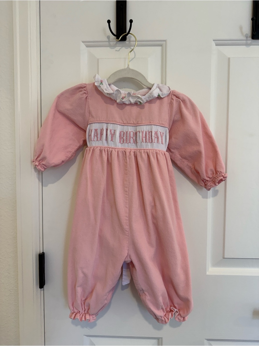 Cecil & Lou Smocked "Happy Birthday" Baby One-Piece Romper - 12months
